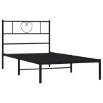 vidaXL Cadru de pat din metal cu tăblie, negru, 107x203 cm