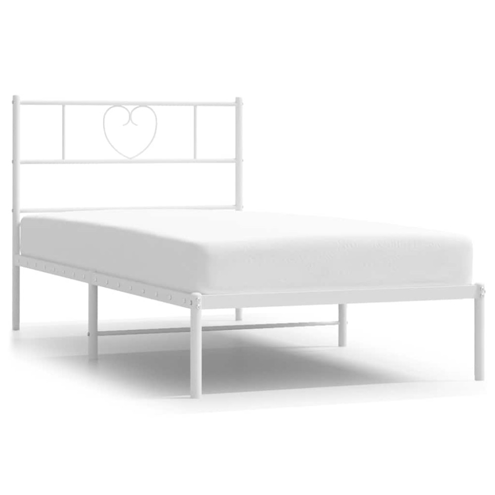 vidaXL Cadru de pat din metal cu tăblie, alb, 100x200 cm