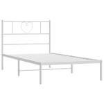 vidaXL Cadru de pat din metal cu tăblie, alb, 100x200 cm