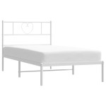 vidaXL Cadru de pat din metal cu tăblie, alb, 107x203 cm