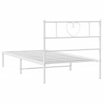 vidaXL Cadru de pat din metal cu tăblie, alb, 107x203 cm