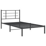 vidaXL Cadru de pat din metal cu tăblie, negru, 100x200 cm