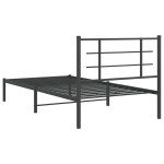 vidaXL Cadru de pat din metal cu tăblie, negru, 107x203 cm