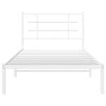vidaXL Cadru de pat din metal cu tăblie, alb, 100x200 cm