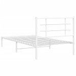 vidaXL Cadru de pat din metal cu tăblie, alb, 100x200 cm