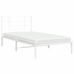 vidaXL Cadru de pat din metal cu tăblie, alb, 107x203 cm