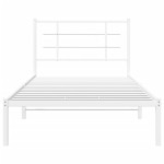vidaXL Cadru de pat din metal cu tăblie, alb, 107x203 cm
