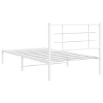 vidaXL Cadru de pat din metal cu tăblie, alb, 107x203 cm
