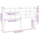 vidaXL Tăblie de pat metalică, alb, 150 cm