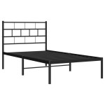 vidaXL Cadru de pat din metal cu tăblie, negru, 107x203 cm