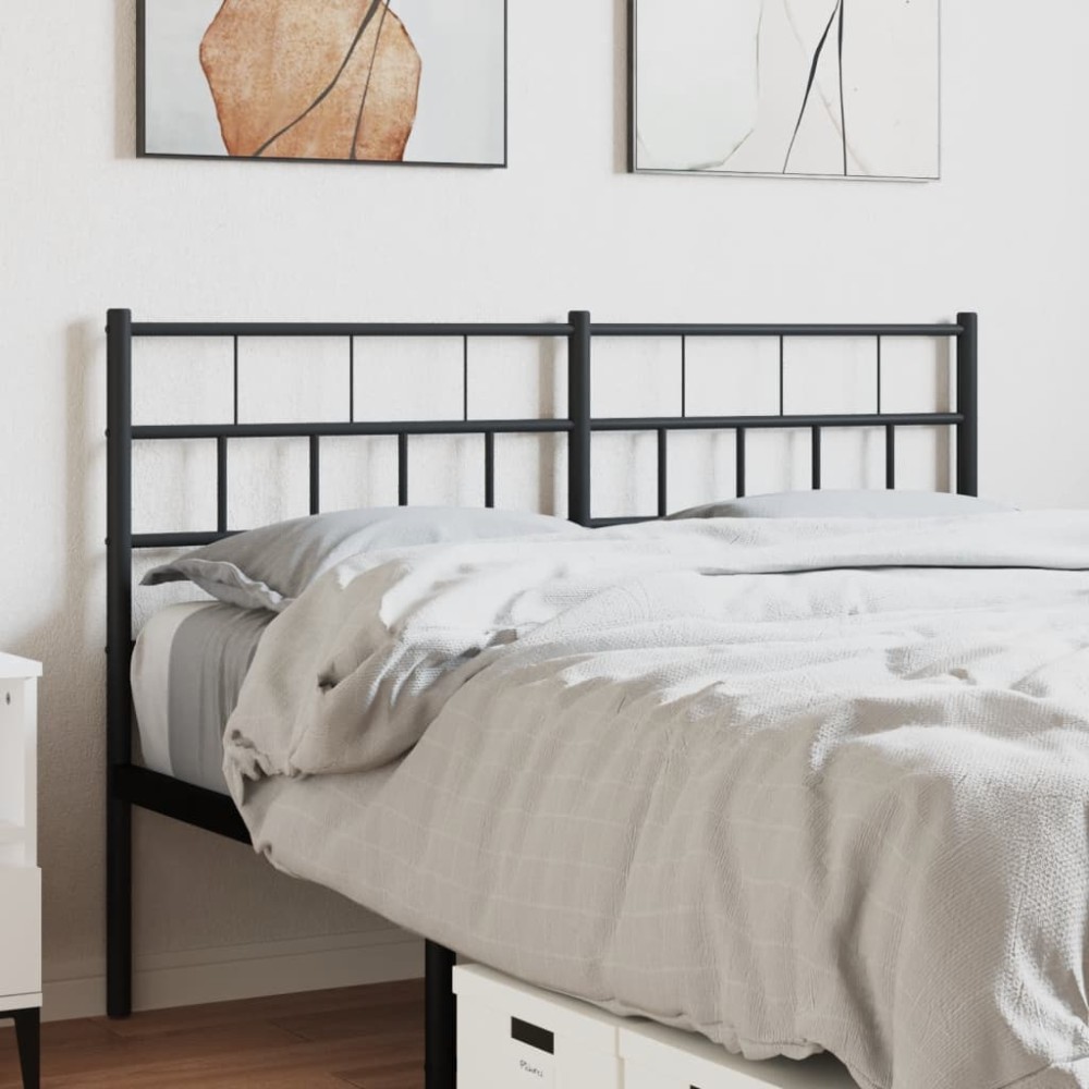 vidaXL Tăblie de pat metalică, negru, 140 cm
