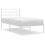 vidaXL Cadru de pat din metal cu tăblie, alb, 100x200 cm