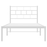 vidaXL Cadru de pat din metal cu tăblie, alb, 100x200 cm