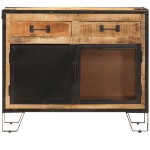 vidaXL Dulap, 80x31x66 cm, lemn masiv de mango brut și metal vidaXL Dulap, 80x31x66 cm, lemn masiv de mango brut și metal