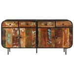 vidaXL Dulap, 140x35x70 cm, lemn masiv reciclat și metal vidaXL Dulap, 140x35x70 cm, lemn masiv reciclat și metal