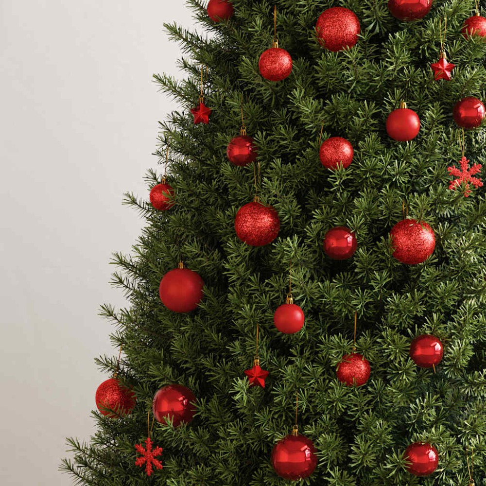 vidaXL Set globuri de Crăciun 111 buc., roșu, polistiren