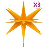 vidaXL Lumini de Crăciun cu vârfuri LED 3 buc. galben 35 cm pliabil