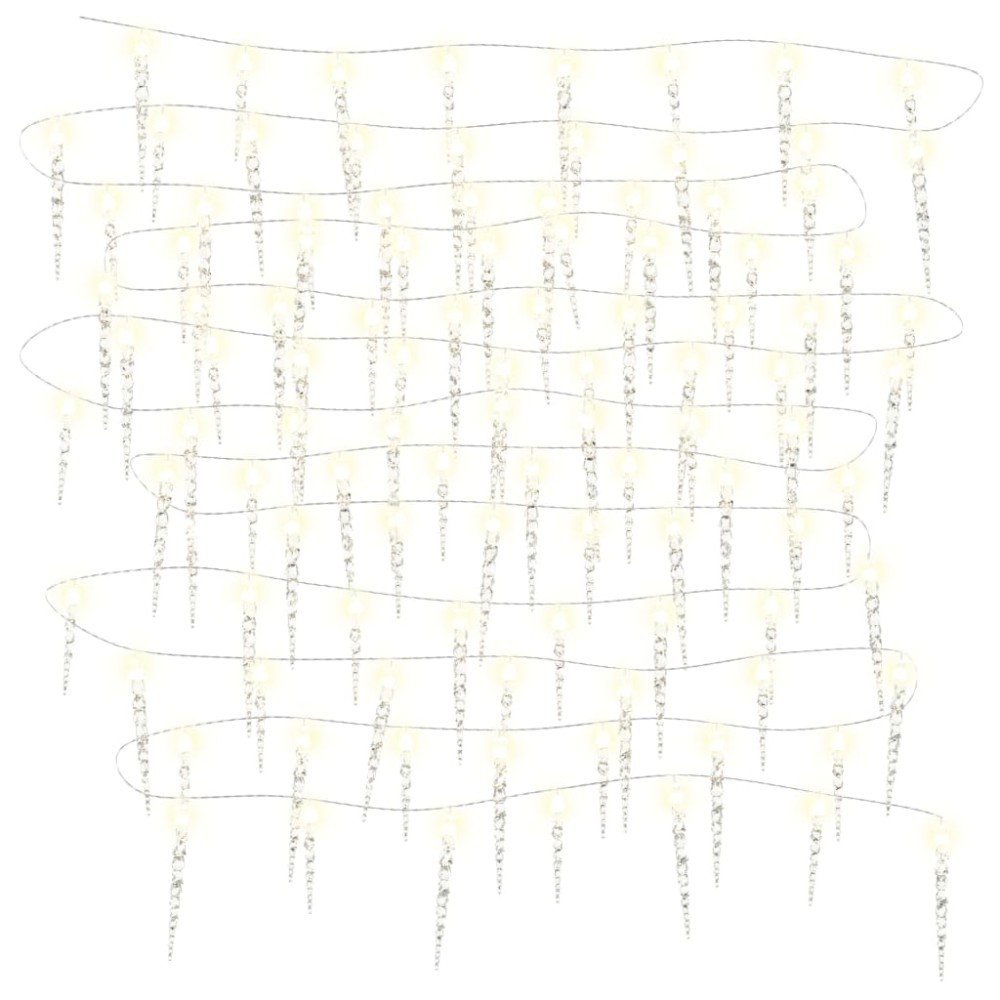 vidaXL Lumină de Crăciun tip țurțuri, 100 LED-uri, alb cald, 10 m, acrilică, PVC