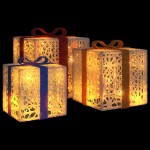 vidaXL Cutii de Crăciun iluminate, 3 buc., 64 LED-uri, alb cald vidaXL Cutii de Crăciun iluminate, 3 buc., 64 LED-uri, alb cald