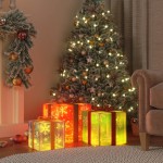 vidaXL Cutii de Crăciun iluminate, 3 buc., 64 LED-uri, alb cald vidaXL Cutii de Crăciun iluminate, 3 buc., 64 LED-uri, alb cald