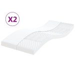 vidaXL Saltele din spumă, 2 buc. alb 90x200 cm, 7 zone duritate 20 ILD vidaXL Saltele din spumă, 2 buc. alb 90x200 cm, 7 zone duritate 20 ILD