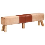 vidaXL Bancă de gimnastică, maro, 160 cm, piele naturală și pânză vidaXL Bancă de gimnastică, maro, 160 cm, piele naturală și pânză
