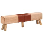 vidaXL Bancă de gimnastică, maro, 160 cm, piele naturală și pânză vidaXL Bancă de gimnastică, maro, 160 cm, piele naturală și pânză