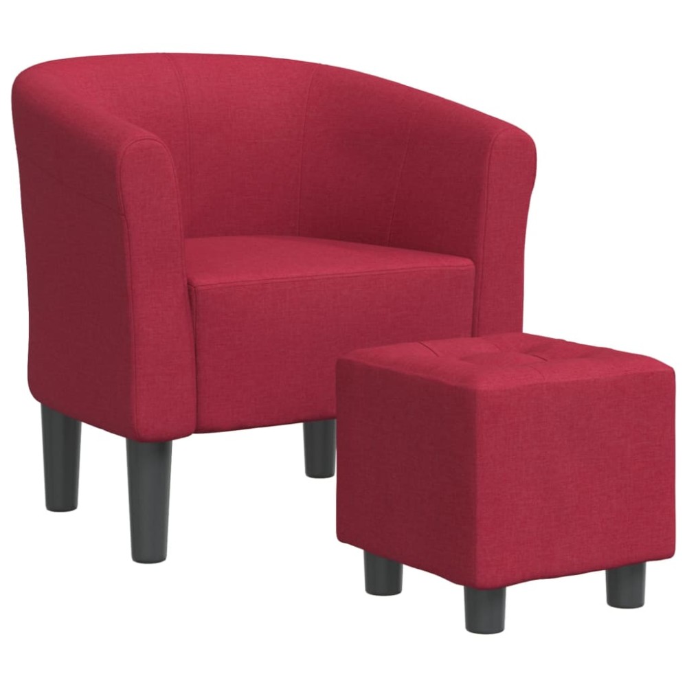 vidaXL Fotoliu tip cuvă cu taburet, roșu vin, material textil