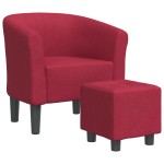 vidaXL Fotoliu tip cuvă cu taburet, roșu vin, material textil vidaXL Fotoliu tip cuvă cu taburet, roșu vin, material textil