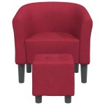 vidaXL Fotoliu tip cuvă cu taburet, roșu vin, material textil vidaXL Fotoliu tip cuvă cu taburet, roșu vin, material textil