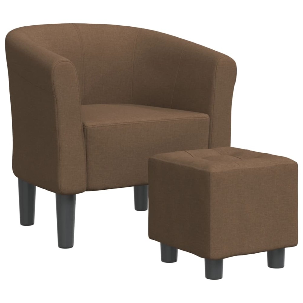 vidaXL Fotoliu tip cuvă cu taburet, maro, material textil