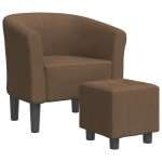 vidaXL Fotoliu tip cuvă cu taburet, maro, material textil