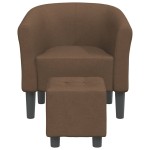 vidaXL Fotoliu tip cuvă cu taburet, maro, material textil