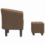 vidaXL Fotoliu tip cuvă cu taburet, maro, material textil