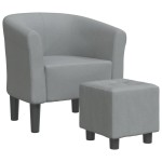 vidaXL Fotoliu tip cuvă cu taburet, gri deschis, material textil vidaXL Fotoliu tip cuvă cu taburet, gri deschis, material textil