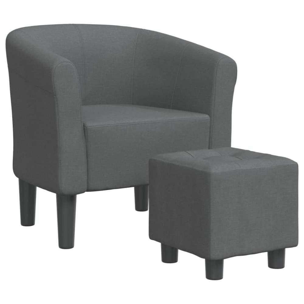 vidaXL Fotoliu tip cuvă cu taburet, gri închis, material textil