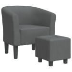 vidaXL Fotoliu tip cuvă cu taburet, gri închis, material textil