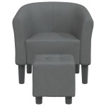 vidaXL Fotoliu tip cuvă cu taburet, gri închis, material textil