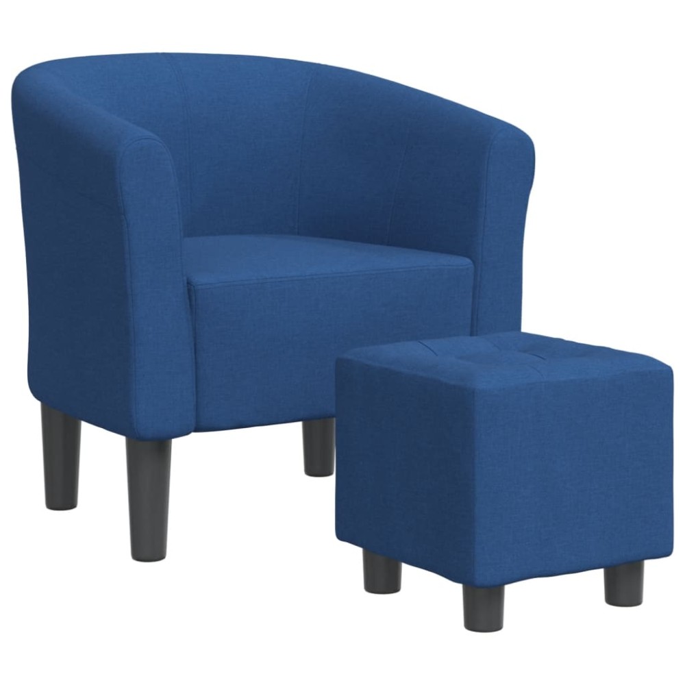 vidaXL Fotoliu tip cuvă cu taburet, albastru, material textil