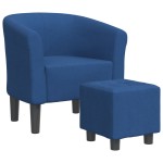 vidaXL Fotoliu tip cuvă cu taburet, albastru, material textil vidaXL Fotoliu tip cuvă cu taburet, albastru, material textil