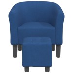vidaXL Fotoliu tip cuvă cu taburet, albastru, material textil vidaXL Fotoliu tip cuvă cu taburet, albastru, material textil