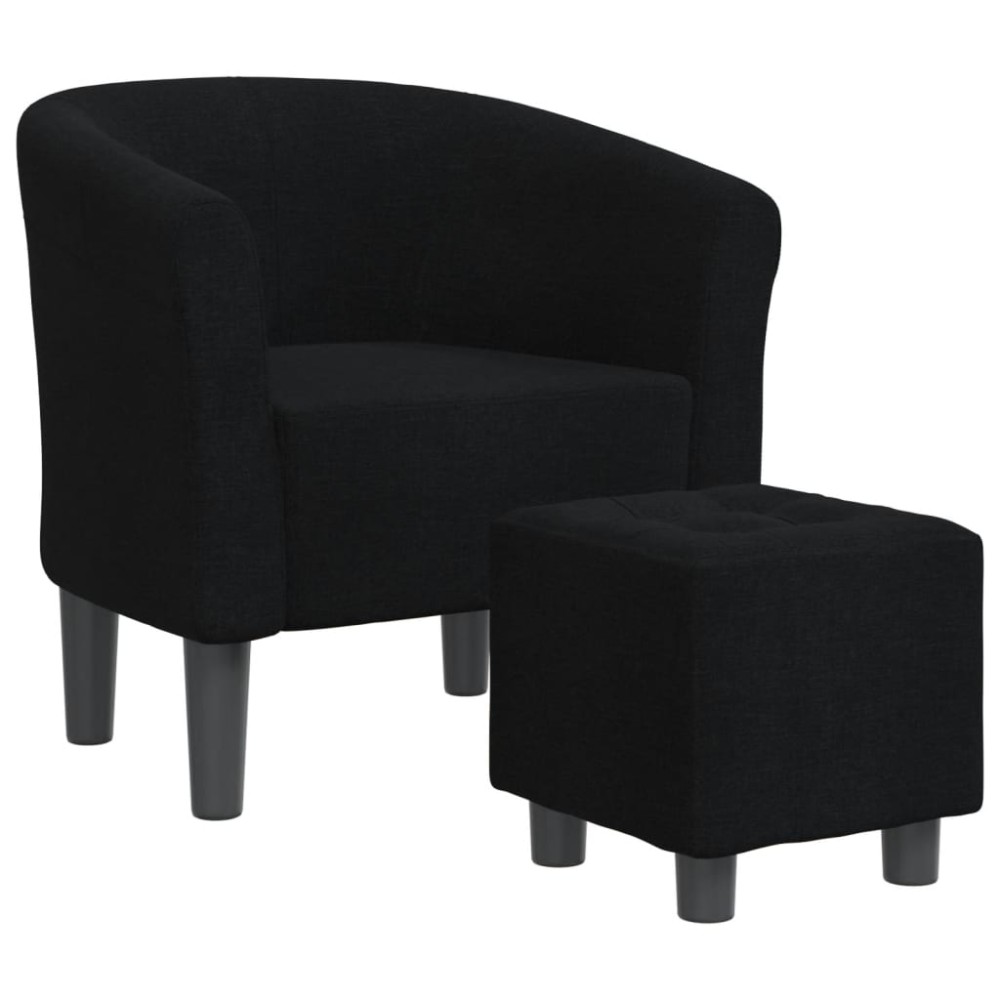 vidaXL Fotoliu tip cuvă cu taburet, negru, material textil