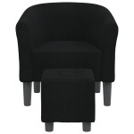 vidaXL Fotoliu tip cuvă cu taburet, negru, material textil vidaXL Fotoliu tip cuvă cu taburet, negru, material textil