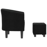 vidaXL Fotoliu tip cuvă cu taburet, negru, material textil vidaXL Fotoliu tip cuvă cu taburet, negru, material textil