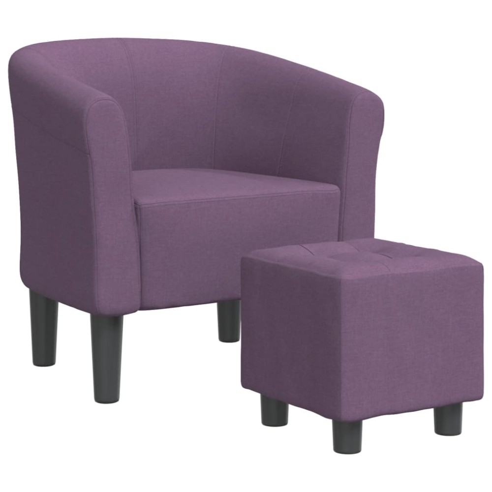 vidaXL Fotoliu tip cuvă cu taburet, violet, material textil