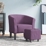vidaXL Fotoliu tip cuvă cu taburet, violet, material textil vidaXL Fotoliu tip cuvă cu taburet, violet, material textil