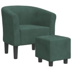 vidaXL Fotoliu tip cuvă cu taburet, verde închis, catifea vidaXL Fotoliu tip cuvă cu taburet, verde închis, catifea