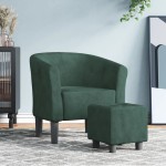 vidaXL Fotoliu tip cuvă cu taburet, verde închis, catifea vidaXL Fotoliu tip cuvă cu taburet, verde închis, catifea