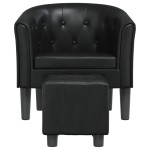 vidaXL Fotoliu tip cuvă cu taburet, negru, piele ecologică vidaXL Fotoliu tip cuvă cu taburet, negru, piele ecologică