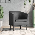 vidaXL Fotoliu tip cuvă, gri, piele ecologică